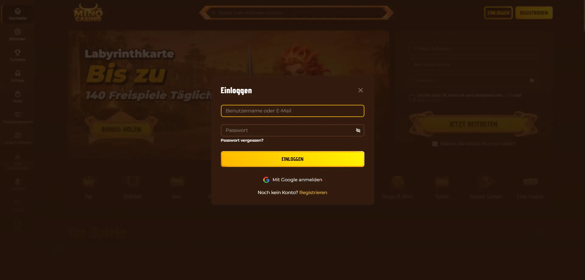 Accesso al conto Mino Casino da browser mobile — login rapido