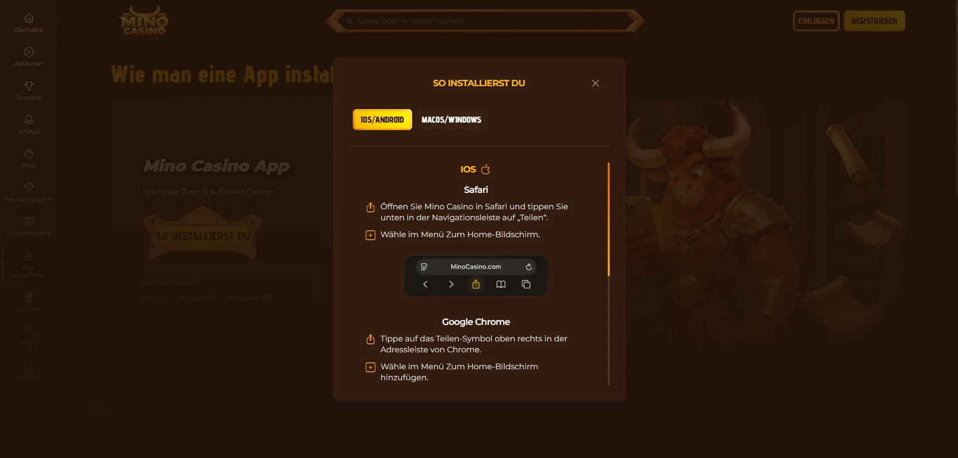 Mino Casino su mobile &mdash; gioca da smartphone senza app da scaricare